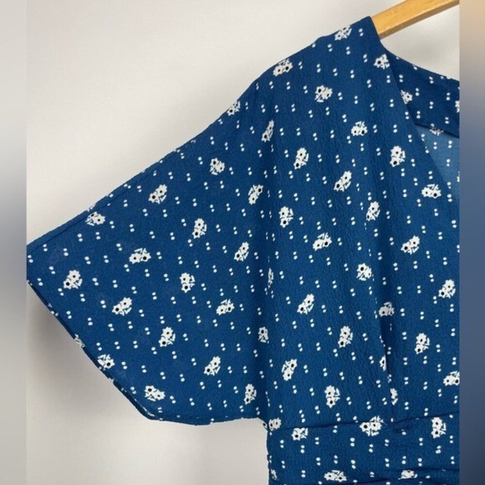 & Other Stories‎ Blue Floral Short Sleeve Lined A-Line Dress Size 10 - Picture 2 of 7